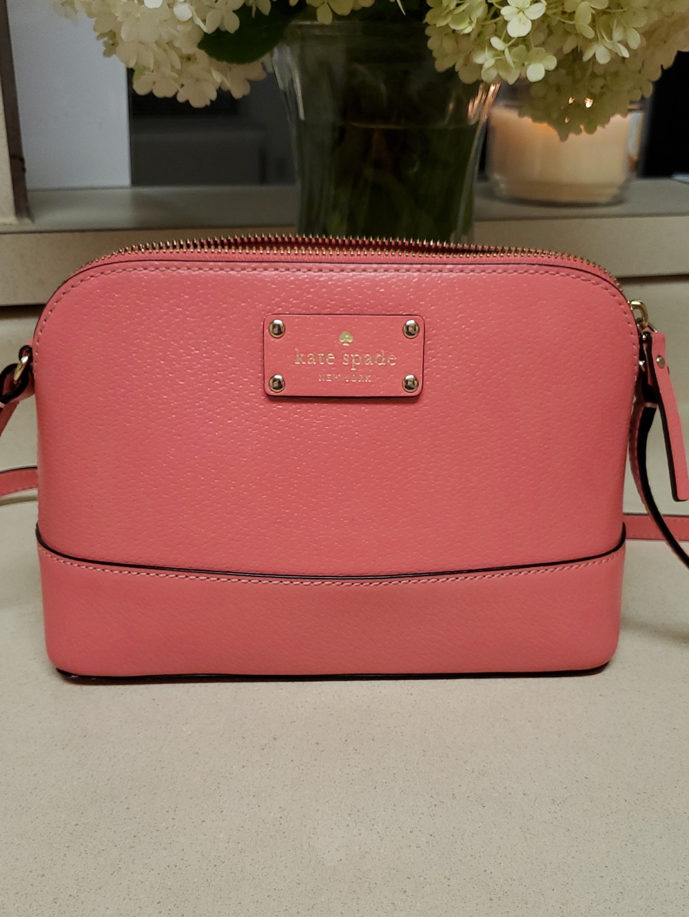 kate spade pink dome crossbody shoulder bag with gold hardware